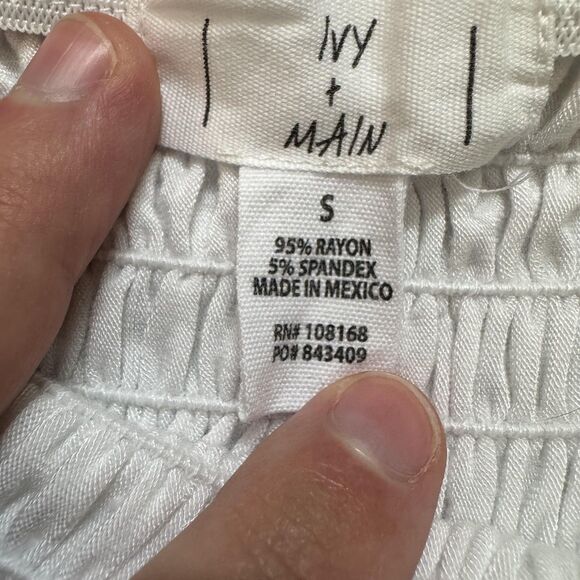 Ivy + Main Tube Top Womens Small White Smocked Strapless Ruffle Bandeau Stretch - Picture 3 of 6